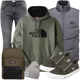 Outfit mit Grau/Dunkelgrau/Hellgrau Biker Jeans/Lederjacke/Leder Schuhe/Slim Fit Jeans/Thermojeans/Herren Lederjacke/Winterjacke/Jeans mit Schlitz/Low Rise Jean Only & Sons "Freizeit Outfit"
