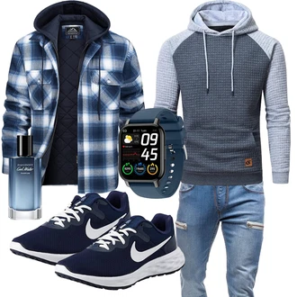 Outfit mit Blau/Hellblau/Dunkelblau/Pastell Winterpullover/Thermo Pullover/Kapuzenpullover/Kapuzenpullover/Sport Hoodie/Hoodie/Strick Hoodie/Ausgefallener Hoodie/Women's Fleece Sweatshirts/Sweatjacke KEFITEVD "Freizeit Outfit"