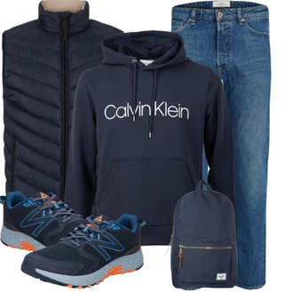 Logoprint Outfit mit Hellblau/Dunkelblau Gymnastikschuh/Fitnessschuh/Joggingschuh/Laufschuh/Tennisschuh/Fitnessschuh New Balance "Freizeit Outfit"