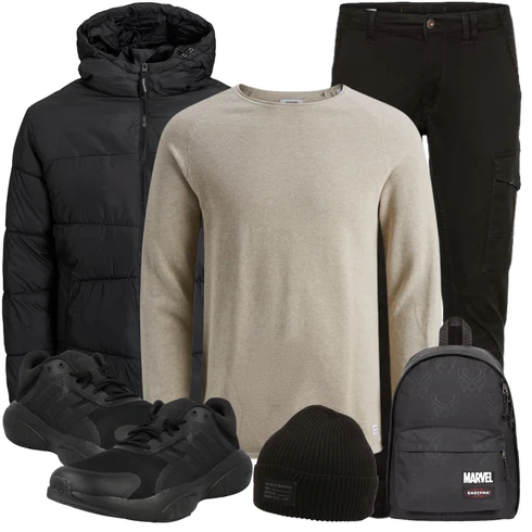 Winter Schwarz/Khaki/Dunkelgrau Cargohose/Funktionshose/Zip Off Hose/Cargo-Jogginghose/Trekkinghose/Winterhose Jack & Jones kombinieren