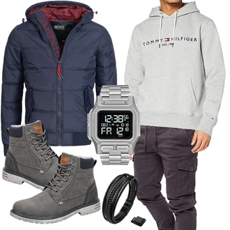 Outfit mit Blau Overall/Winter Parka/Regenjacke Indicode Jeans "Freizeit Outfit"
