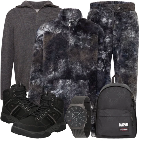 Grau/Dunkelblau/Dunkelgrau/Schwarz JoggingHose/Baggy Hose/BügelfaltenHose/StoffHose/Hose mit Feder/FleeceHose/Musselin Hose/DruckHose/SamtHose about you x rewinside kombinieren mit Dunkelgrau/Grau/Hellgrau Kapuzenpullover/Pullover mit Reißverschluss/Wollpullover about you x kevin trapp