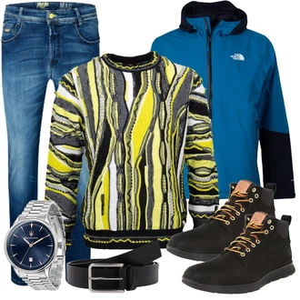 Herbst Outfit mit Schwarz Gefütterte Stiefelette/Lederjacke/Herren Lederschuhe/Klassischer Stiefel/Outdoorschuh/Wasserdichter Stiefel/Schnürstiefelette/Winter Sneaker/Wasserfester Schuh Timberland "Freizeit Outfit"