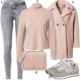 Outfit sa Pink/Bež/Smeđa/Ljubičasta Vuneni kaput/Teddy Kaput/Kaput od Buklea/Kaban Kaput/Kaput od Vunenog Flisa About You "Tvoj otmjeni outfit"