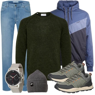Outfit mit Dunkelgrau/Hellgrau/Grau Mütze/Winter Mütze Chillouts "Freizeit Outfit"