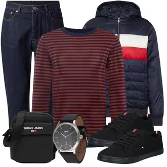 Outfit mit DunkelBlau/Blau Cropped Jeans/Tapered-Jeans/Mom Jean/Damen 7/8-Länge Jeans/Girlfriend Jeans/Dad Jeans/Formelles Hemd/Vintage Jeans/Boyfriend Jean/High Waist Jeans/Caprijeans guido maria kretschmer men "Freizeit Outfit"