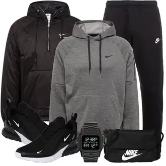 Outfit mit Schwarz Schuh Ohne Schnürsenkel/Sommer Sneaker/Turnschuh ohne Schnürsenkel/gesundheitsschuh/Sneaker Mit Lochmuster Nike Sportswear "Freizeit Outfit"