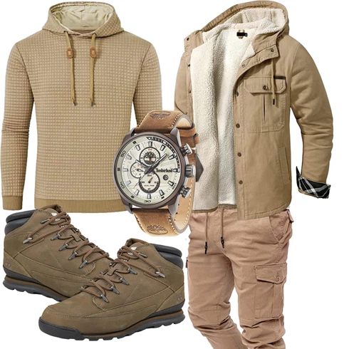 Khaki/Beige/Braun Ausgefallener Hoodie/Strick Hoodie Tansozer kombinieren