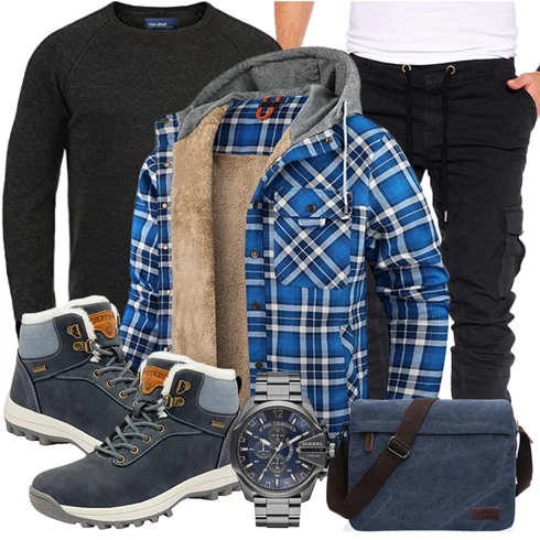 Fell Blau/Dunkelblau/Hellblau/Grau Wasserdichter Stiefel/Wasserdichter Outdoorschuh/Herren Lederschuhe/Wasserfester Schuh/Winter Sneaker/TrekkingStiefel Mishansha kombinieren