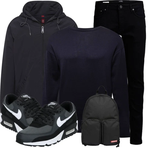 Mantel Alpha Industries kombinieren mit Schwarz/Dunkelblau Lederjacke/Slim Fit Jeans/Leder Schuhe/Low Rise Jean/Biker Jeans/Push up Jeans/Winterjacke/Jeans mit Schlitz/Tapered-Jeans/Low Waist Jean/Thermojeans Jack & Jones