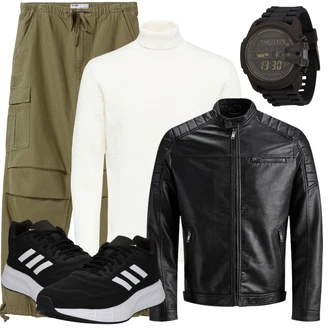 Outfit mit Weiß/Creme Basic Pullover/Feinstrickpullover/Thermo Pullover SELECTED HOMME "Freizeit Outfit"