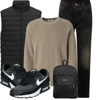 Outfit mit Schwarz/Khaki/Dunkelgrau/Dunkelgrün/Grau Dad Jeans/Straight Leg Jean/Girlfriend Jeans/Winterjacke/Tapered-Jeans/Biker Jeans/Herren Lederjacke/Slim Fit Jeans/Boyfriend Jean/Regular-Fit Jeans/Mom Jean/Formelles Hemd weekday "Freizeit Outfit"