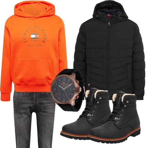 Mit Absatz Schwarz Wasserdichter Stiefel/Winter Stiefelette/Herren Lederschuhe/Wattierte Stiefel/Winter Stiefel/Gefütterte Stiefelette/Klassischer Stiefel/SchnürStiefelette Panama Jack kombinieren