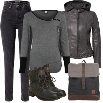 Ležérní Outfit s Šedá/Světle šedá/Tmavě šedá Manšestrový Legíny/Jeggings/Skinny Kalhoty/Džínové Legíny levi's ® "Módní zimní outfit"Look: Rad, Emo, Ležérní, Cool, Elegantní, Francouzské, Venkovní, Bezešvé, Chytrý příležitostný, Pracovní oděvy