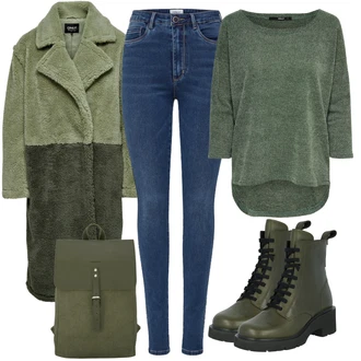 Outfit s Černá Šněrovací Bota/Šněrovací Kotníková Bota/Nízká bota na podpatku/Zimní bota Camper "Módní zimní outfit"