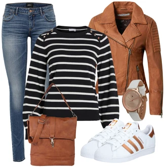 Superstar Outfit s Bílá Teniska Adidas Originals "Módní zimní outfit"