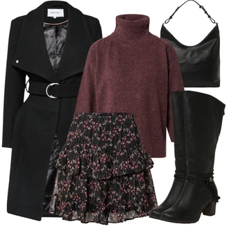 Vintage outfity Moderní s Černá Nezařazené About You "Módní zimní outfit"Look: Klasické, Cool, Šik, Francouzské, Elegantní, Moderní, Business