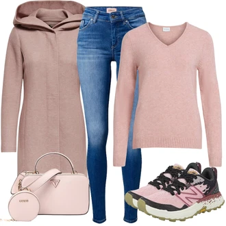 Outfit s Růžová/Hnědá/Fialová Zimní Kabát Vlněný kabát/Lodenový kabát/Pletený Kabát/Kabát s Kapucí/Pletený Fleecový Kabát/Kašmírový Kabát/Vlněný Fleecový Kabát Only "Módní zimní outfit"