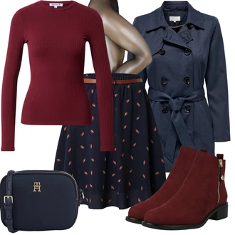 Kombinacije za zimu sa Tamnoplava/Ljubičasta/Crvena Kratke hlače velike veličine/Suknja/Bluza i Tunika About You "Moderan outfit za slobodno vrijeme"