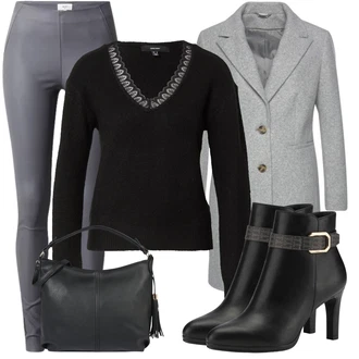 Outfit sa Siva/Svjetlosiva Lagani Kaput/Usko Krojena Kaputa/Frak Kaput/Kaput od Vunenog Flisa/Kaput od Tvida/Zimski Kaput Vuneni kaput/Kaput od Kašmira/Kaput od Buklea/Midi Kaput/Sako Kaput Lascana "Moderan zimski outfit"