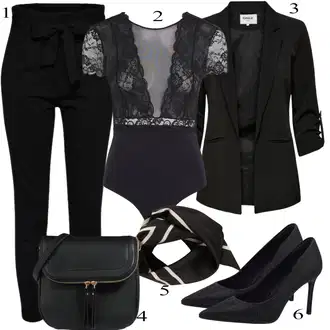 Outfit sa Crna Hlača sa Stremenom/Hlače Visokog Struka/Paperbag Hlača/Pletena Tajica VERO MODA "Tvoj otmjeni outfit"