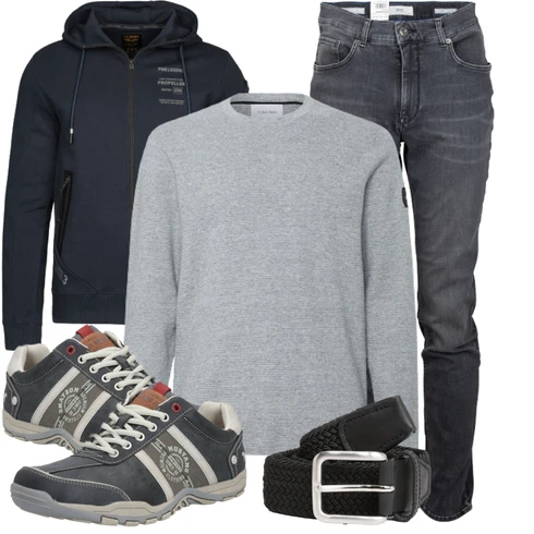 Grau Halbschuh Mustang kombinieren mit Schwarz Casual Gürtel/Klassische Gürtel/FrauenGürtel Ohne Schnalle/LederGürtel/Breiter Gürtel Jack & Jones