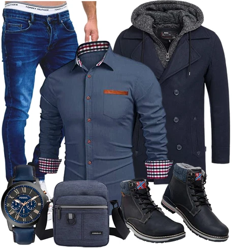 Blau Winter Parka/Wintermantel Indicode Jeans kombinieren