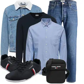 Outfit mit HellBlau/Blau Bluse Große Größe/Business Hemd/Casual Hemd/Jeanshemd/Businesshemd/Hemdbluse Only & Sons "Modisches Winter Outfit"