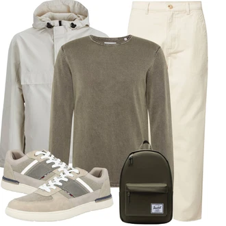 Outfit mit Dunkelgrün/Khaki Langarm-Shirt/Strick Top/Rollkragenshirt/Longshirt/Klassische Länge/Hemdoberteil Jack & Jones "Modisches Winter Outfit"
