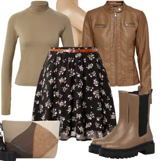 Kratka Outfit sa Crna/Pink/Smeđa Kratke hlače velike veličine/Suknja About You "Odličan look za slobodno vrijeme"