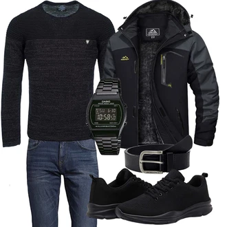 Winter Outfits Mit Kapuze mit Schwarz TACVASEN "Outfit für den Winter"