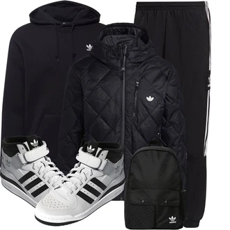 Retro Outfit mit Grau/Hellgrau/Weiß Unkategorisiert/gesundheitsschuh/Sneaker Skateschuh/Sneaker Mit Klettverschluss/Sneaker Mit Keilabsatz/Vintage Sneaker/Winter Sneaker Adidas Originals "Outfit für den Winter"Look: Moderne, Retro, Sportlich, Streetwear, Unisex, Hip Hop, Skater
