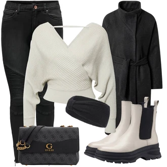 Outfit sa Crna Pribor za kosu Samsøe Samsøe "Outfit za zimu"