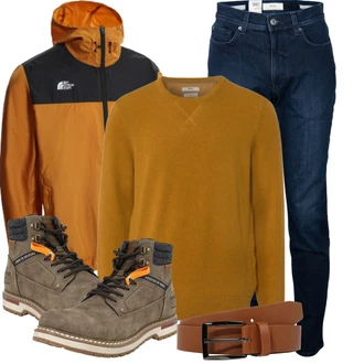 Mit Absatz Outfit mit Grau/Dunkelgrün/Khaki/Braun Stiefelette Lederjacke/Klassischer Stiefel/Springerstiefel/SchnürStiefelette/Schnürschuh/Gefütterte Stiefelette/Sicherheitsschuh/Trekkingstiefel/Wasserdichter Stiefel Dockers by Gerli "Outfits für jeden Tag"