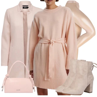 Outfit s Růžová/Béžová/Modrá Punčocháče Wolford "Outfity na zimu"