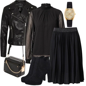 Zapínání na knoflíky Outfit s Černá Halenka Průhledná blůza/Halenka s Trychtýřovým Límcem/Halenka s Dlouhým Rukávem/Halenka se Stojatým Límcem/Dětská hračka Vila "Outfity na zimu"