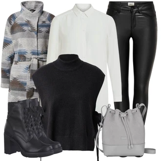 Outfit s ?erná Moderní Svetrová Vest/Vln?ná Vest/Jemn? Pletený Svetr florence by mills exclusive for about you "Outfity na zimu"