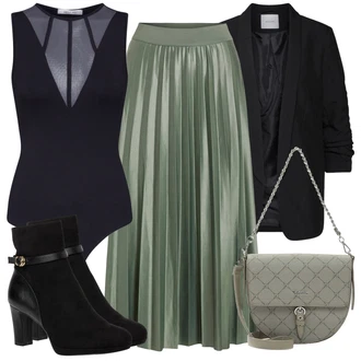 Outfity na zimu Bez rukávů Midi s Tmavě zelená/Khaki Dlouhý top About You "Outfity na zimu"