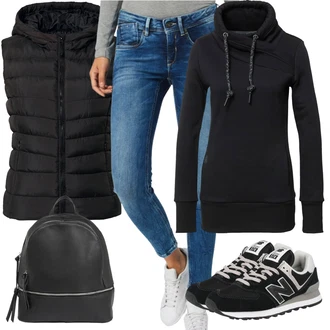 Outfit s Černá Teniska/Zimní bota/Nízká bota na podpatku New Balance "Outfity na zimu"