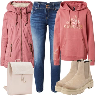 Krátká Outfit s Hn?dá/Khaki/Bé?ová Chelsea Boty/Kotníková Bota s Pod?ívkou/Letní kotníková koza?ka/Plochá Kotníková Bota/Ko?ená bunda About You "Outfity na zimu"