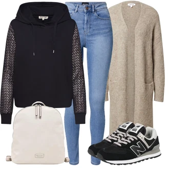 Outfit s Černá Teniska/Zimní bota/Nízká bota na podpatku New Balance "Outfity na zimu"