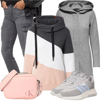 Outfit s Šedá/Světle šedá/Tmavě šedá Cargo džíny/Motorkářské Džíny Only "Outfity na zimu"