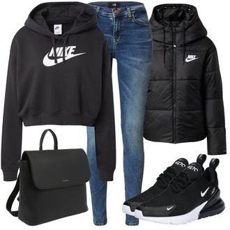Air Max 270 Outfit s Šedá/Tmavě modrá/Tmavě šedá/Modrá Bota na kolo/Golfová bota/Bota na fitness/Kopačka na umělý povrch/Bota do vody/Přibližovací bota/Bota barefoot Nike Sportswear "Outfity na zimu"