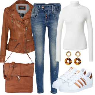 Superstar Outfit s Bílá Teniska Adidas Originals "Outfity na zimu"