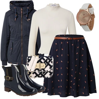 Outfity pro zábavu Hippie s Tmavě modrá/Fialová/Červená Sukně About You "Outfity na zimu"Look: Preppy, Univerzitní, Námořní, Francouzské, Western, Cool, Boho, Hippie