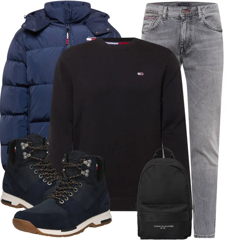Schwarz Rucksack Tommy Hilfiger kombinieren
