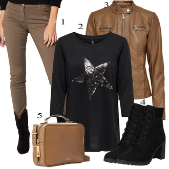 Outfit sa Crna Majica s 3/4 rukavima Only "Tvoj otmjeni outfit"