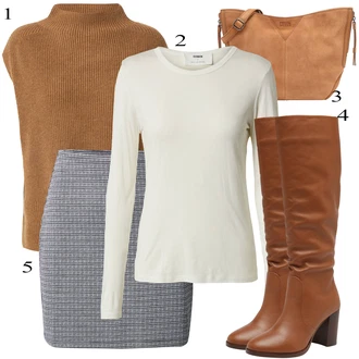 outfit mit Khaki/Bela/Bež Srajca & majica velike velikosti/Bluza in Tunika/Pletene velika velikost/Bluza velika velikost about you x marie von behrens "Eleganten videz"