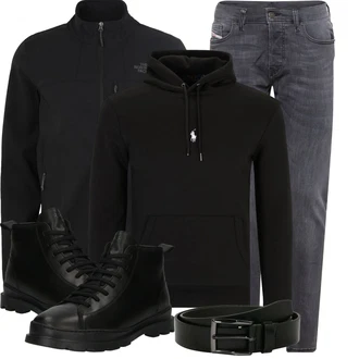 Winter Outfits mit Schwarz/Grau Softshelljacke/Sportjacke/Gore-Tex-Jacke/Strickjacke Gefüttert/Stehkragen-Strickjacke/Wolle Strickjacke The North Face "Perfekt für den Winter"