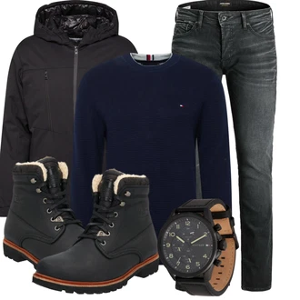 Mit Absatz Outfit mit Schwarz Wasserdichter Stiefel/Winter Stiefelette/Herren Lederschuhe/Wattierte Stiefel/Winter Stiefel/Gefütterte Stiefelette/Klassischer Stiefel/SchnürStiefelette Panama Jack "Perfekt für den Winter"